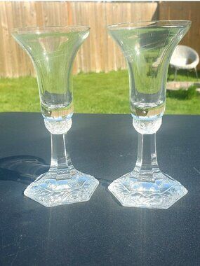 2 Rosenthal Maria Crystal Candle holder 5.2" Classic Rose Collection Germany